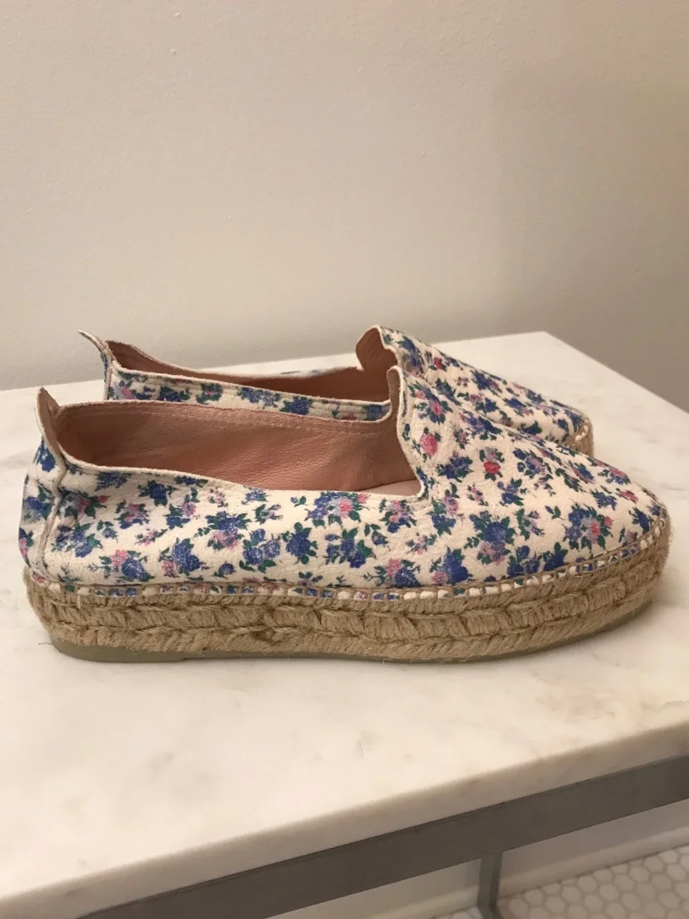 MANEBI X LOVE SHACK FANCY BLUE FLORAL PLATFORM ESPADRILLES